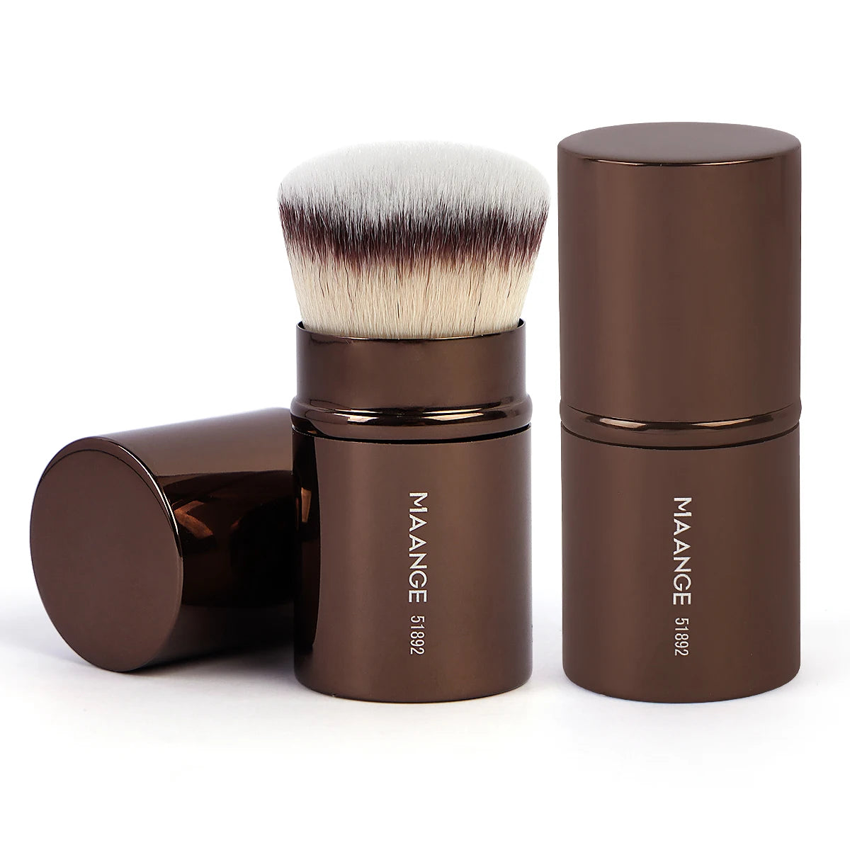 Brochas de Maquillaje MAANGE Doble Cabeza para Base, Polvo, Corrector, Colorete y Bronceador con Cerdas de Fibra Suave