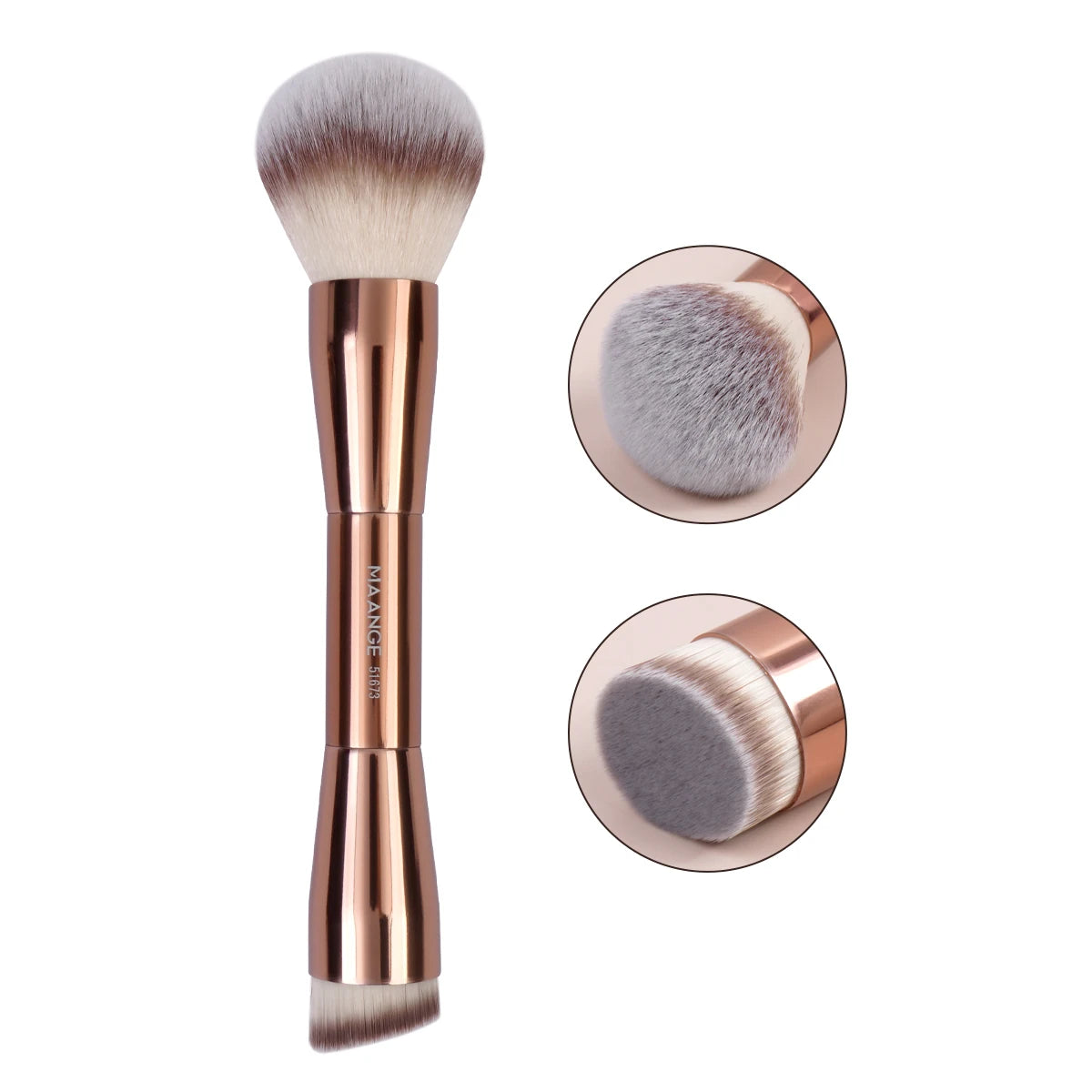 Brochas de Maquillaje MAANGE Doble Cabeza para Base, Polvo, Corrector, Colorete y Bronceador con Cerdas de Fibra Suave