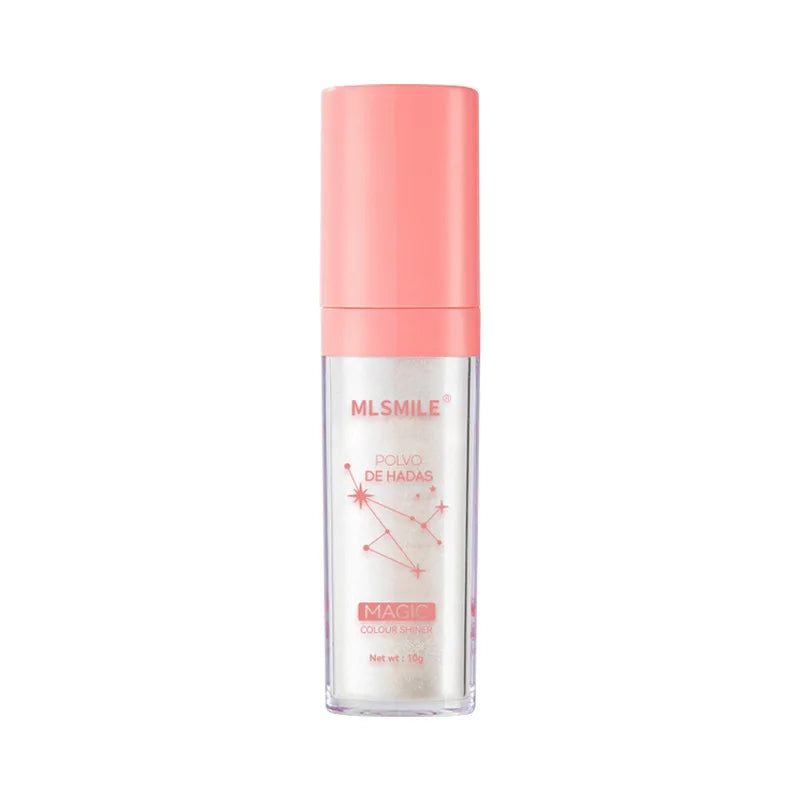 Polvo de Hadas Iluminador 3 Color Highlight Powder 10g Brillo Mágico para Rostro Ojos Labios y Cabello Fórmula Suave