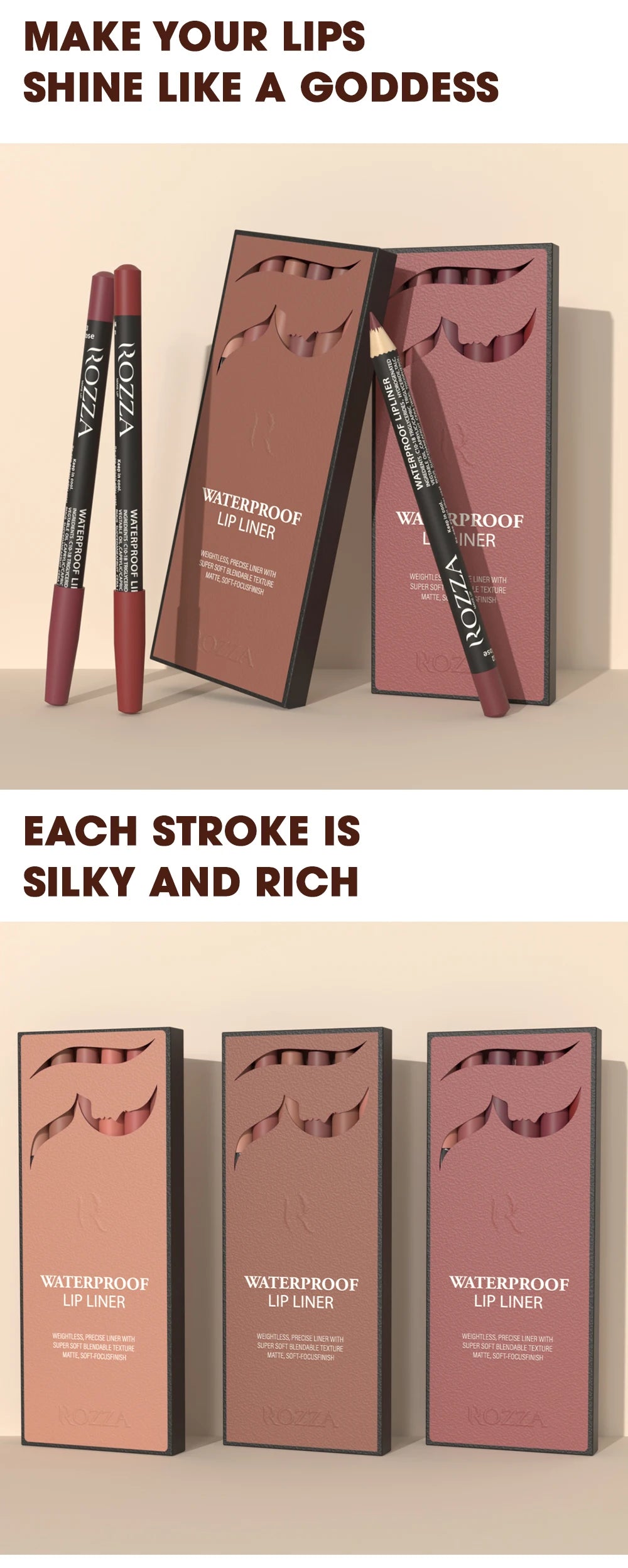 Set de 6 lapiz de labios tonos caramelo mate