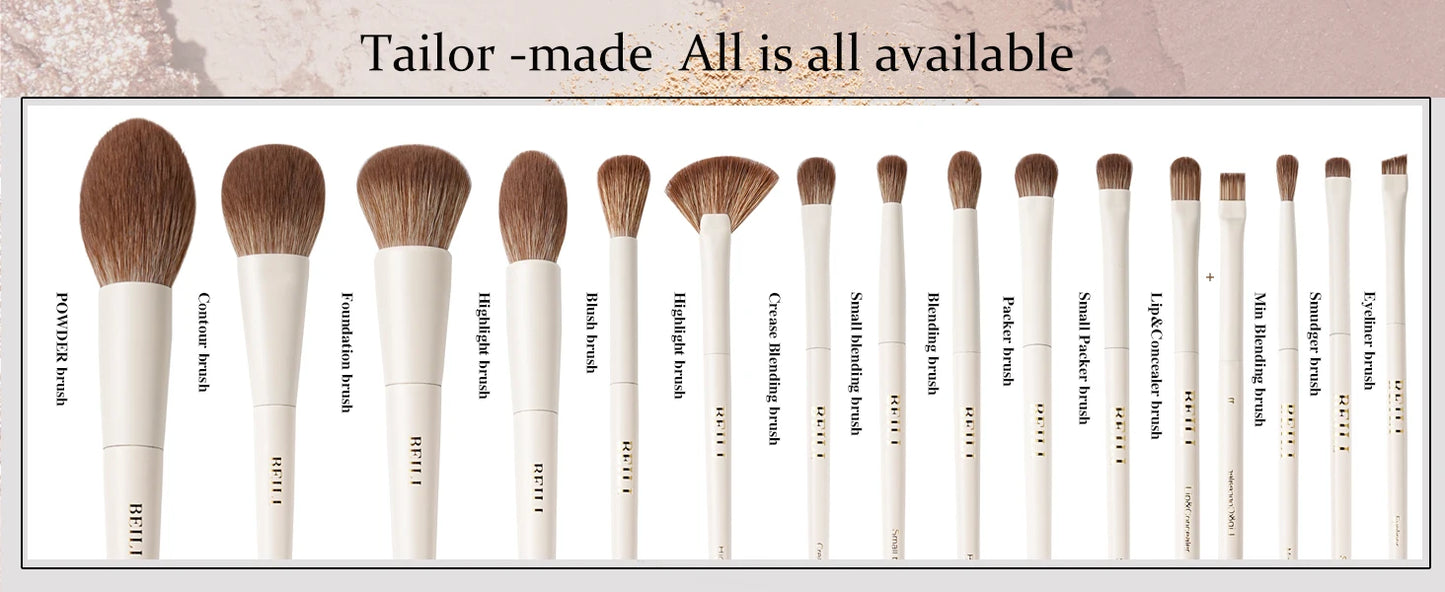 Set 15 Brochas de maquillaje BEILI para base, contorno, sombras, delineado, rubor, difuminado e iluminador.