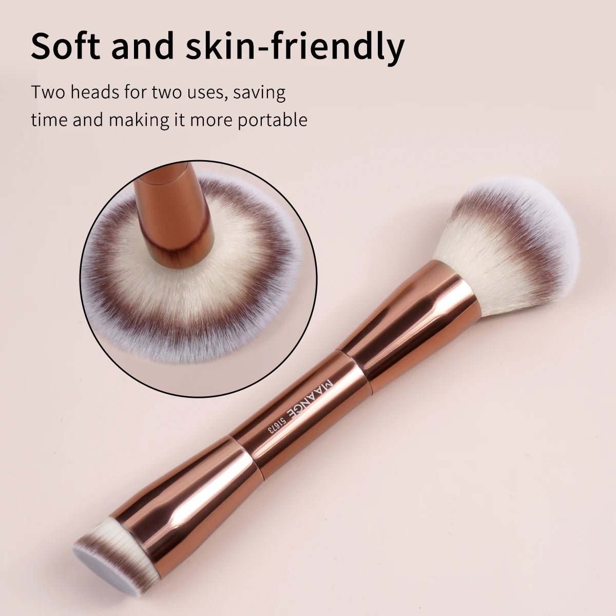 Brochas de Maquillaje MAANGE Doble Cabeza para Base, Polvo, Corrector, Colorete y Bronceador con Cerdas de Fibra Suave - Filttro - Filttro