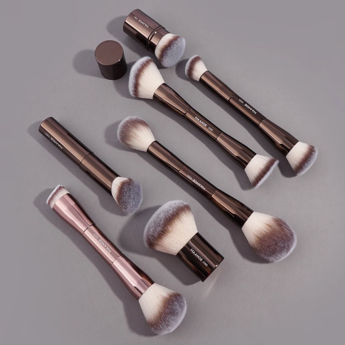 Brochas de Maquillaje MAANGE Doble Cabeza para Base, Polvo, Corrector, Colorete y Bronceador con Cerdas de Fibra Suave - Filttro - Filttro