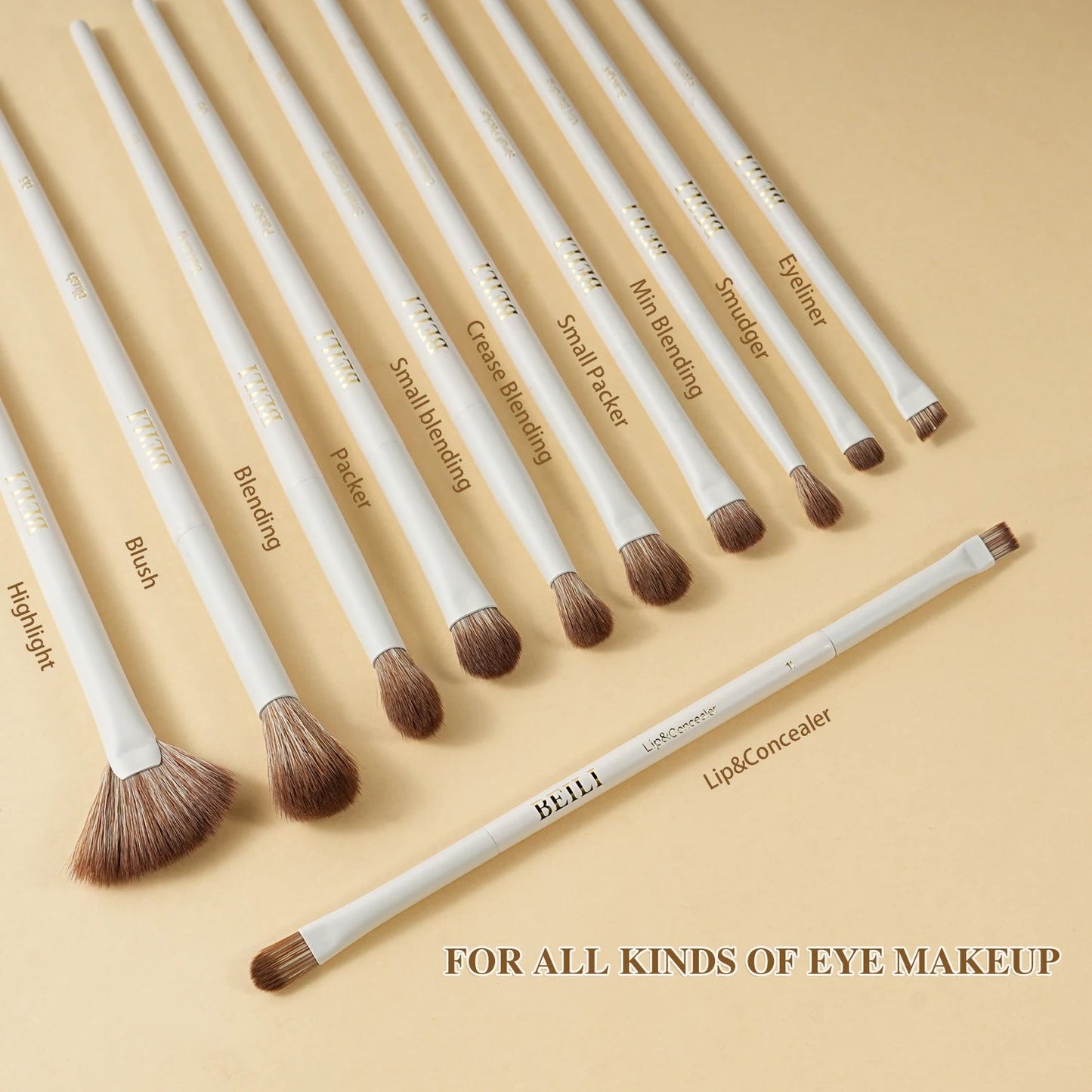 Set 15 Brochas de maquillaje BEILI para base, contorno, sombras, delineado, rubor, difuminado e iluminador. - Filttro - Filttro