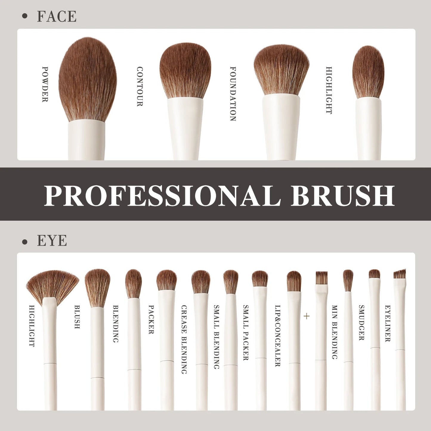 Set 15 Brochas de maquillaje BEILI para base, contorno, sombras, delineado, rubor, difuminado e iluminador. - Filttro - Filttro