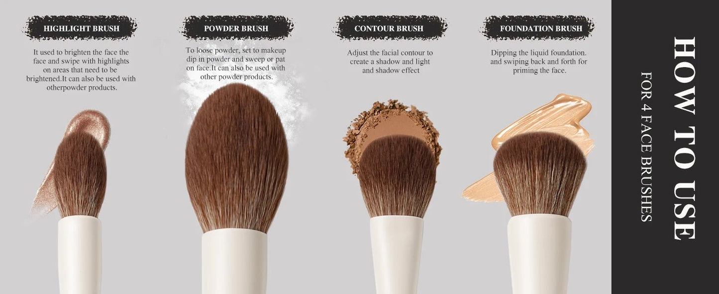 Set 15 Brochas de maquillaje BEILI para base, contorno, sombras, delineado, rubor, difuminado e iluminador. - Filttro - Filttro