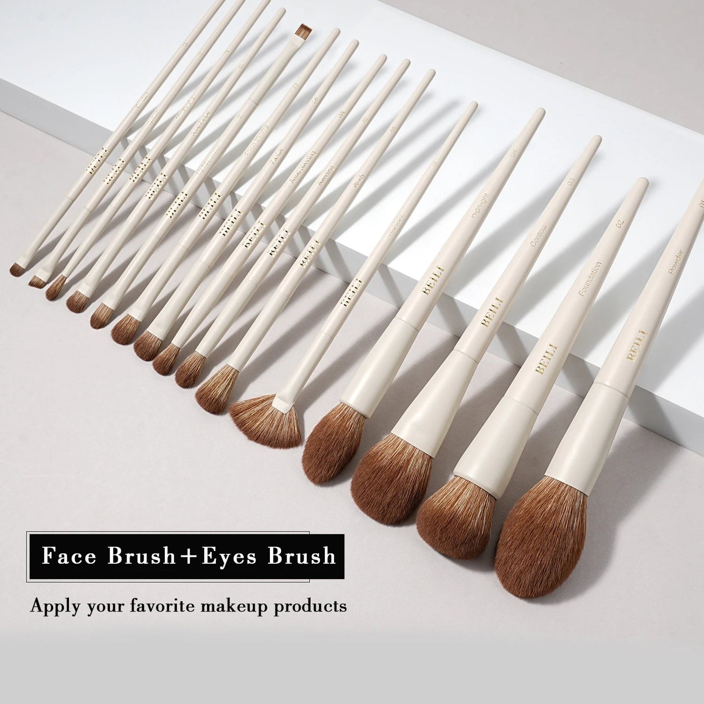 Set 15 Brochas de maquillaje BEILI para base, contorno, sombras, delineado, rubor, difuminado e iluminador. - Filttro - Filttro