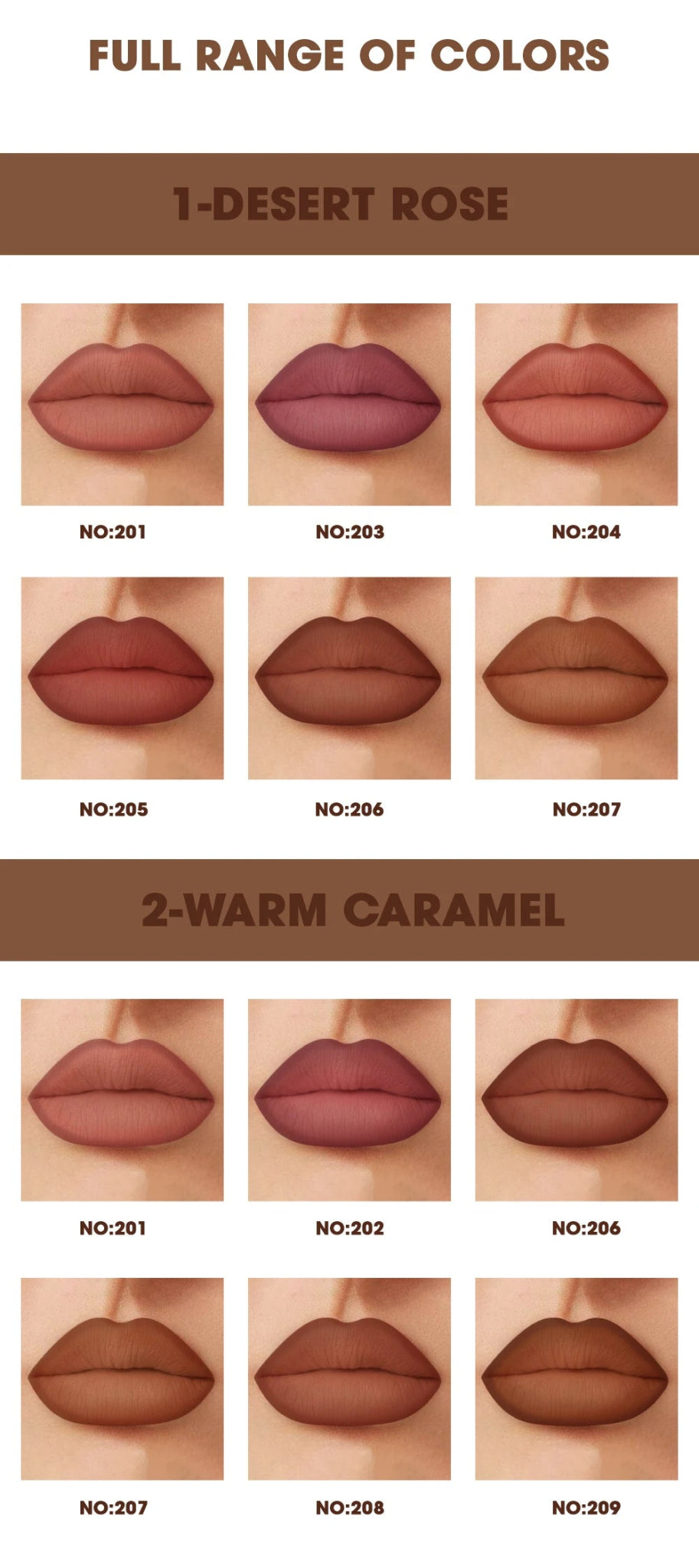 Set de 6 lapiz de labios tonos caramelo mate - Filttro - Filttro