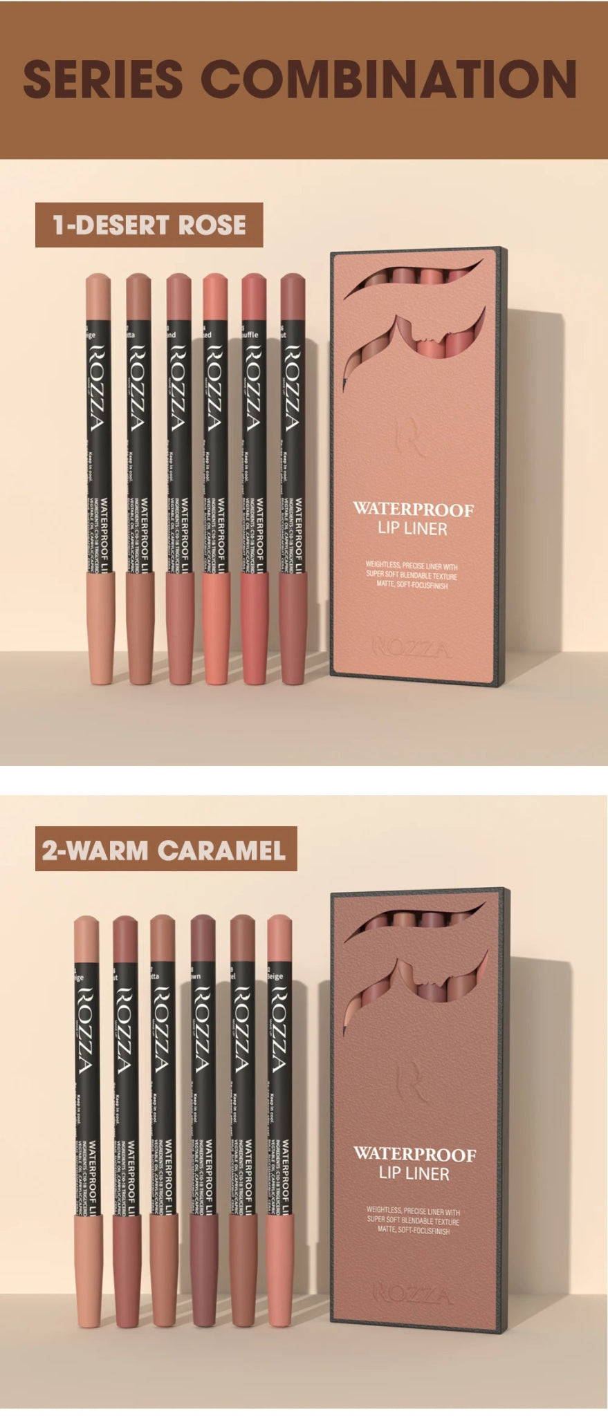 Set de 6 lapiz de labios tonos caramelo mate - Filttro - Filttro