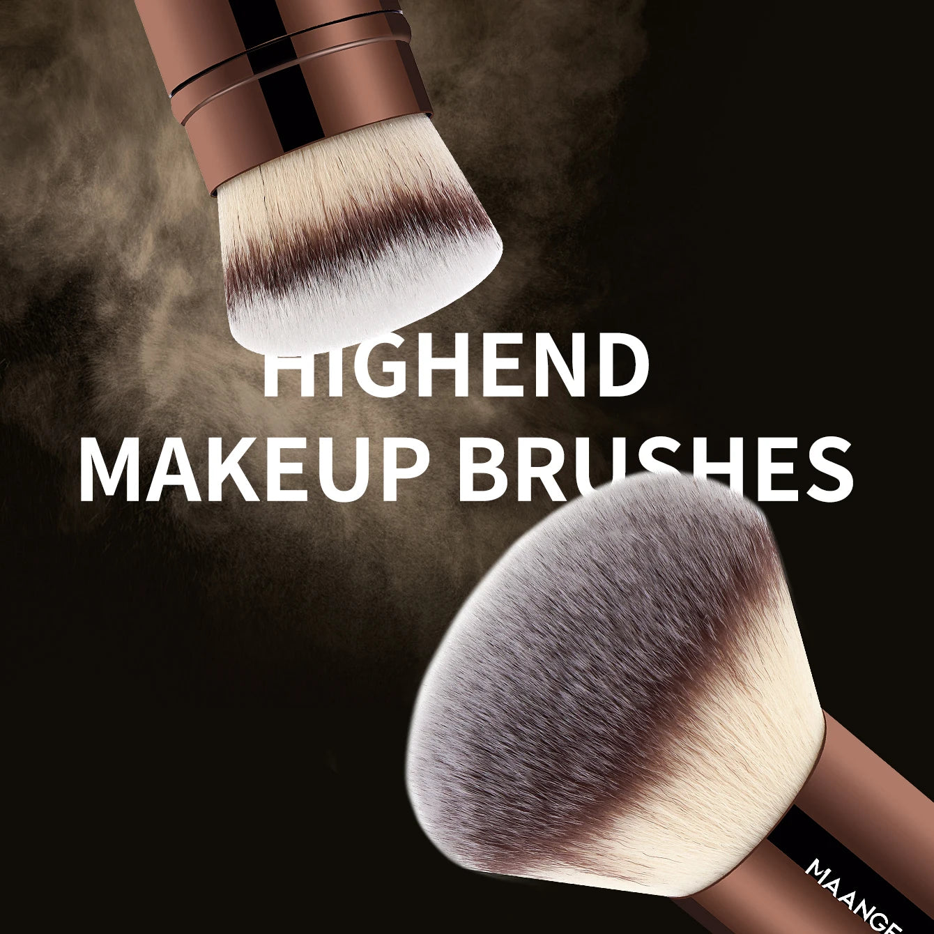 Brochas de Maquillaje MAANGE Doble Cabeza para Base, Polvo, Corrector, Colorete y Bronceador con Cerdas de Fibra Suave