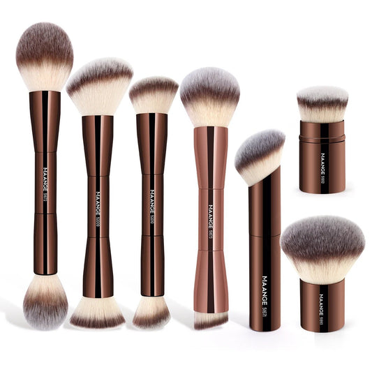 Brochas de Maquillaje MAANGE Doble Cabeza para Base, Polvo, Corrector, Colorete y Bronceador con Cerdas de Fibra Suave - Filttro - Filttro