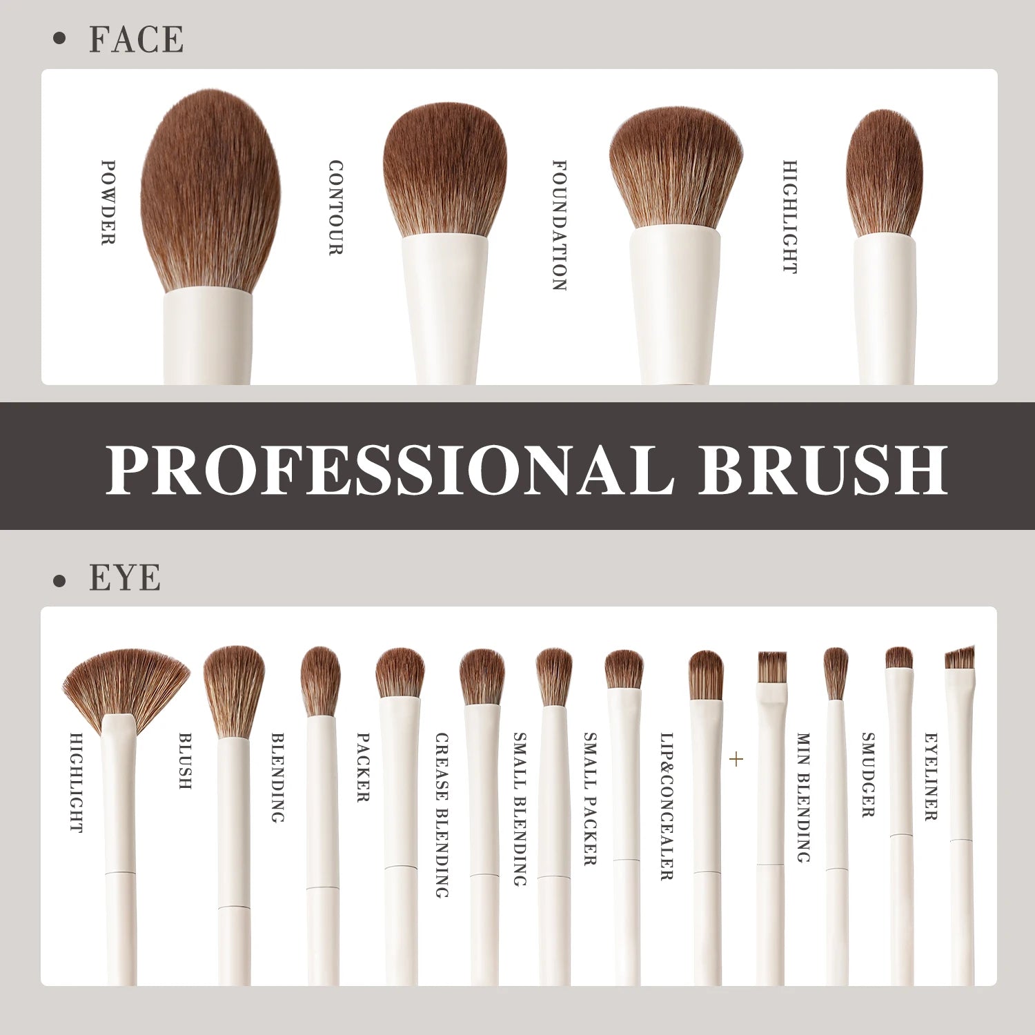 Set 15 Brochas de maquillaje BEILI para base, contorno, sombras, delineado, rubor, difuminado e iluminador. - Filttro - Filttro