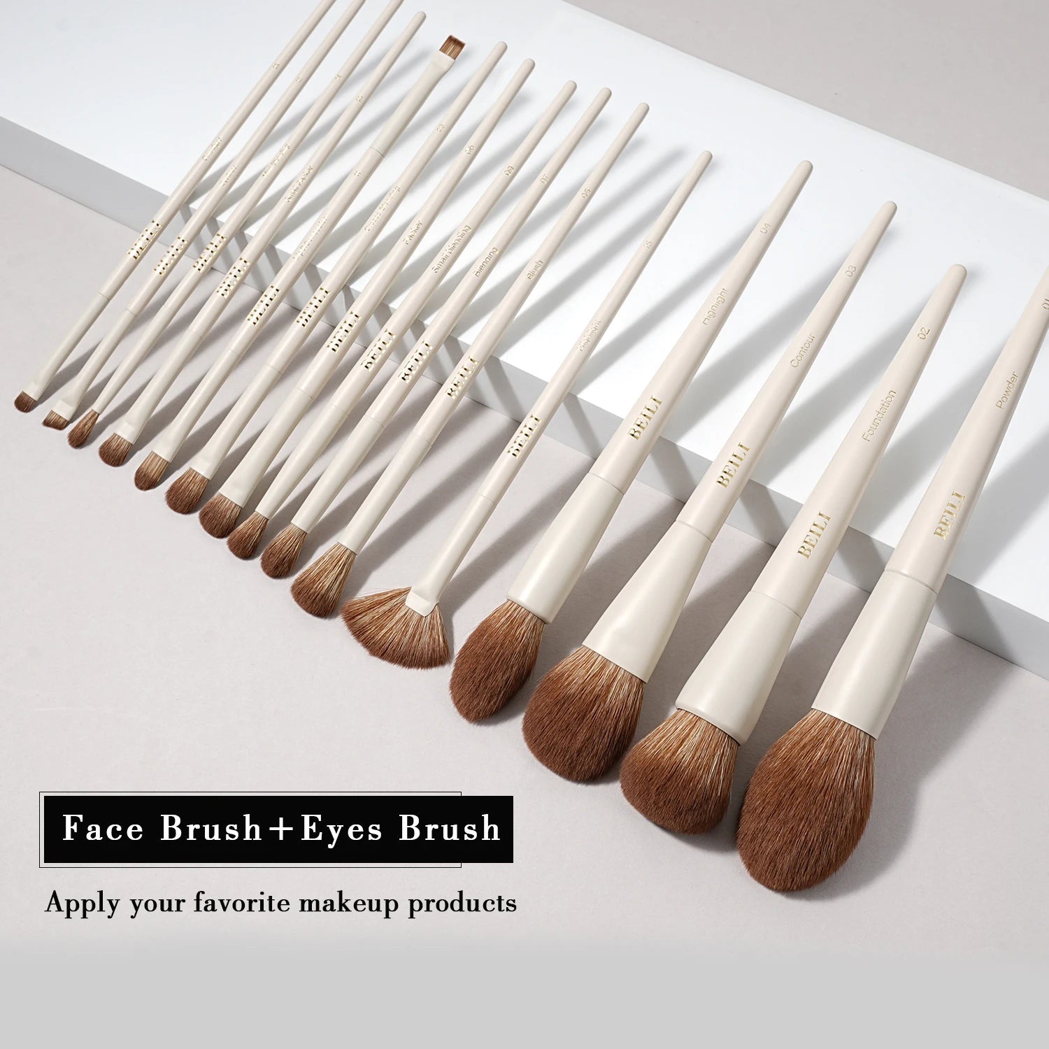 Set 15 Brochas de maquillaje BEILI para base, contorno, sombras, delineado, rubor, difuminado e iluminador. - Filttro - Filttro